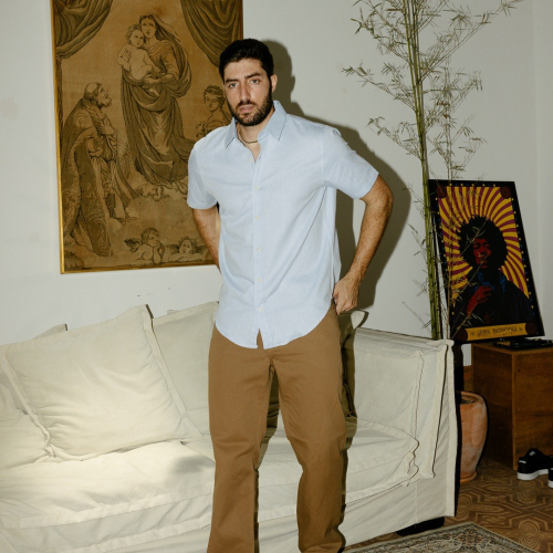 CAMISA LIBERATO BASICS MANGAS CORTAS CELESTE