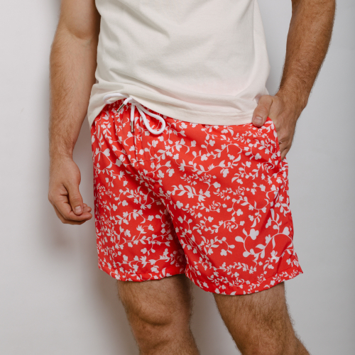 SHORT DE BAÑO LIBERATO BASICS FLORES ROJA