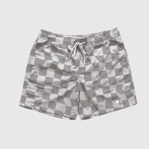 SHORT DE BAÑO LIBERATO BASICS GRIS CON CUADRITOS