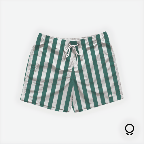 SHORT DE BAÑO LIBERATO BASICS BLANCO CELESTE RAYAS VERDES