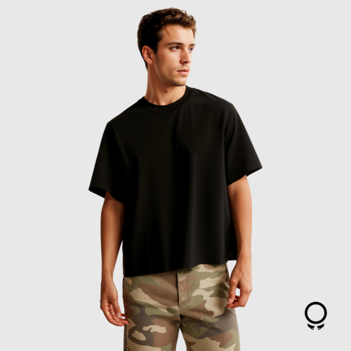 REMERA BOXY FIT PREMIUM 250GSM LIBERATO BASICS NEGRA