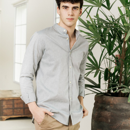 CAMISA LIBERATO BASICS MAO MANGAS LARGAS VERDE JASPEADA