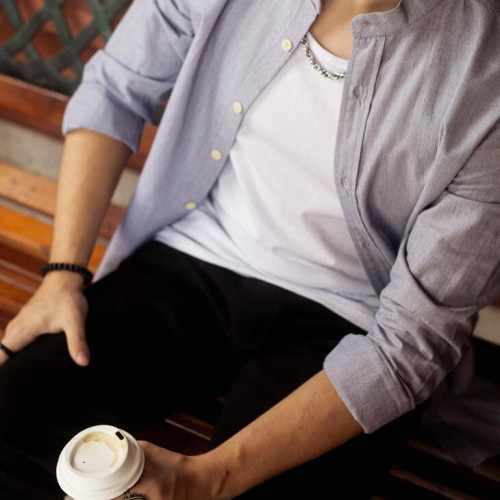 CAMISA LIBERATO BASICS MAO MANGAS LARGAS RAYAS AZULES