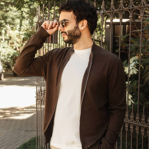 SWEATER LIBERATO BASICS CON CIERRE MARRON