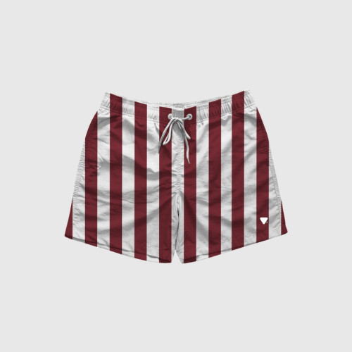 SHORT DE BAÑO LIBERATO BLANCO CON RAYAS BORDO