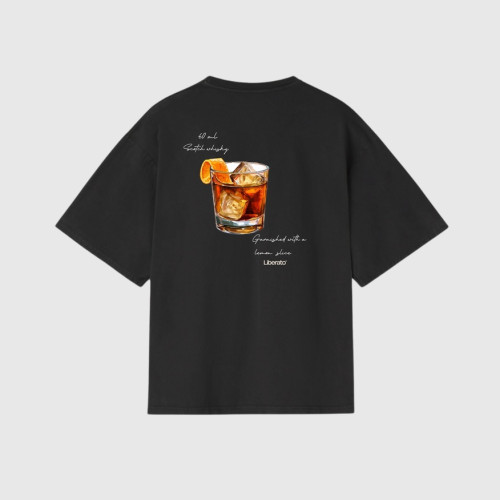 REMERA LIBERATO REGULAR FIT NEGRA OLD FASHIONED