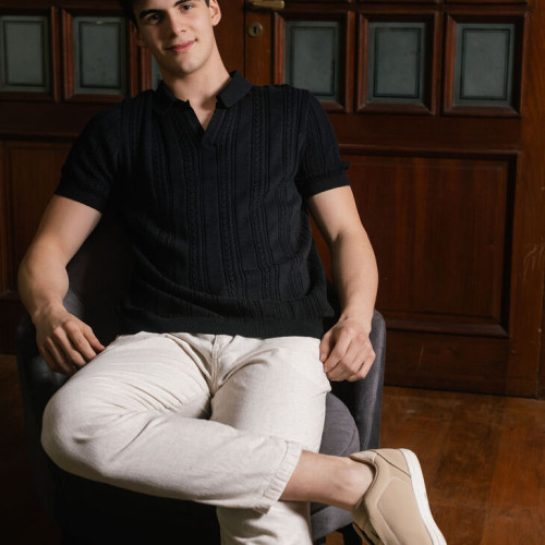 PANTALON CON GOMA LIBERATO DE LINO NATURAL