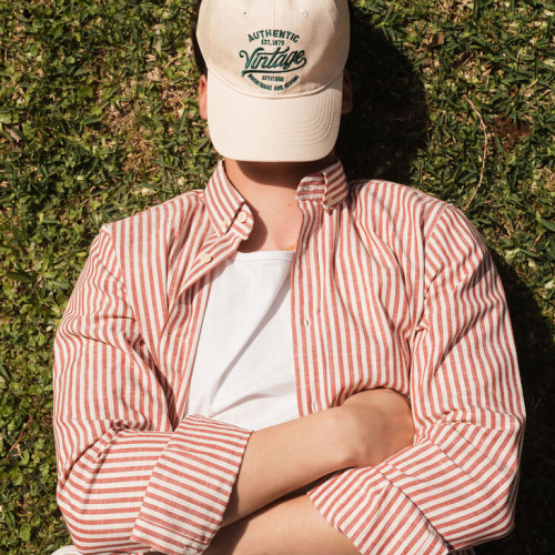 CAMISA LIBERATO MANGAS LARGAS RAYADA DE LINO ROJA