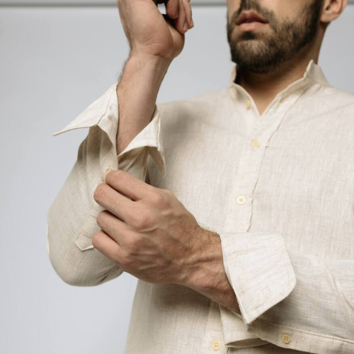 CAMISA LIBERATO MAO MANGAS DE LINO BEIGE