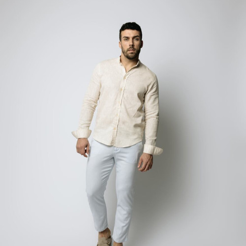 CAMISA LIBERATO MAO MANGAS DE LINO BEIGE