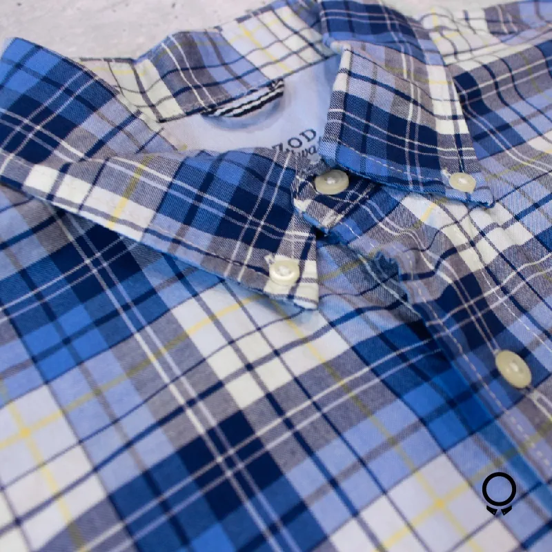 CAMISA IZOD MANGAS LARGAS CUADROS CELESTE