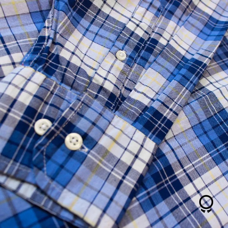 CAMISA IZOD MANGAS LARGAS CUADROS CELESTE