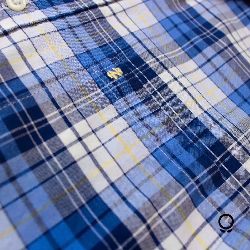 CAMISA IZOD MANGAS LARGAS CUADROS CELESTE