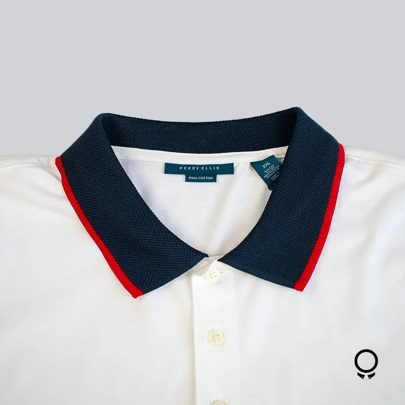 POLO PERRY ELLIS RAYAS BLANXXL