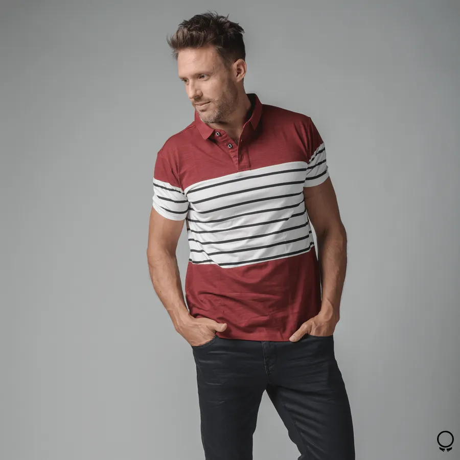 POLO PERRY ELLIS RAYADA ROJA