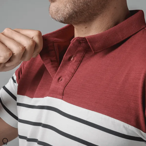 POLO PERRY ELLIS RAYADA ROJA