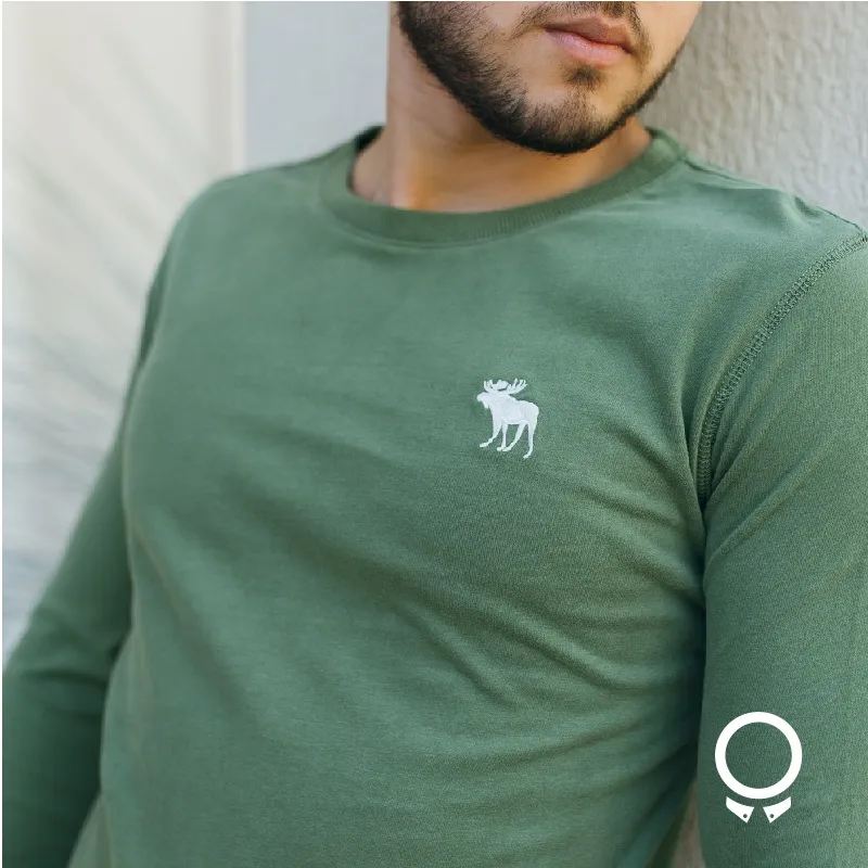 REMERA ABERCROMBIE MANGA LARGAS VERDE OLIVA