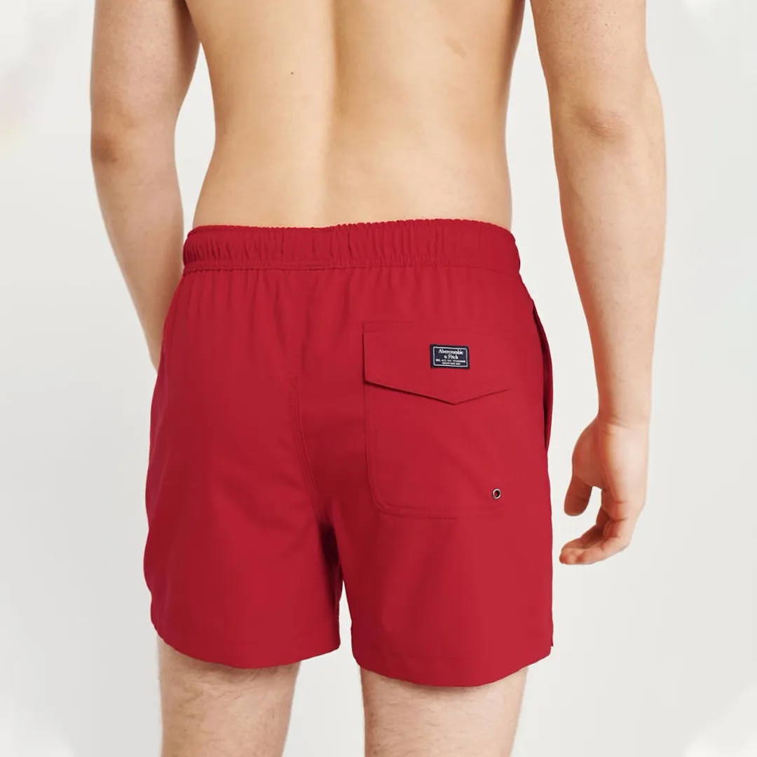 SHORT DE BAÑO ABERCROMBIE ROJO CON LETRAS