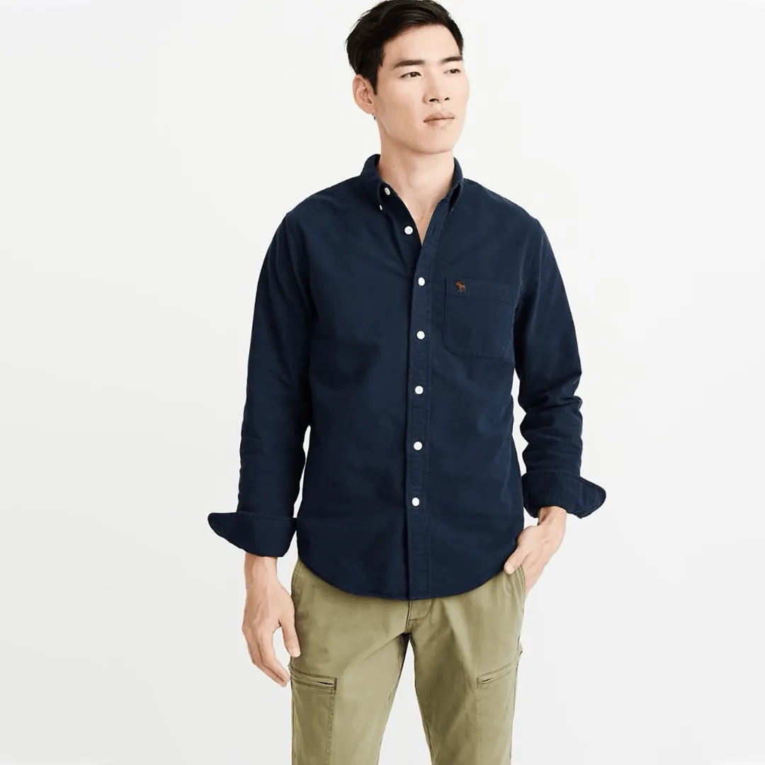 CAMISA ABERCROMBIE MANGAS LARGAS AZUL MARINO
