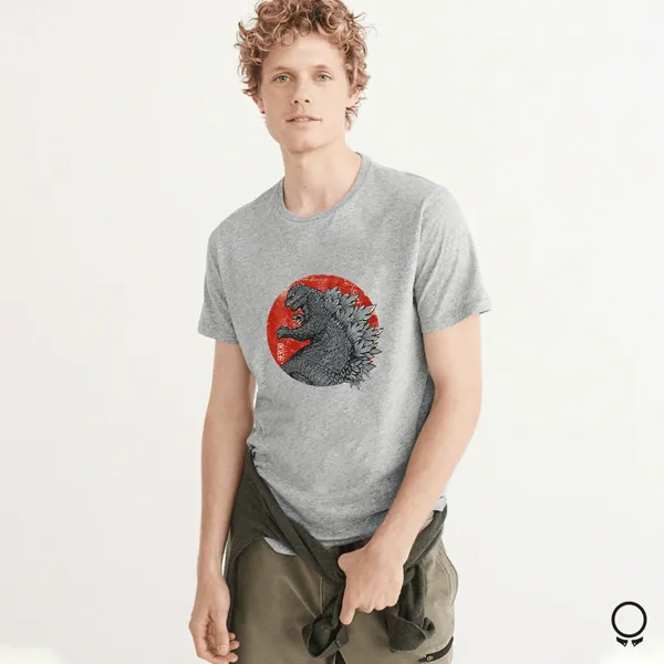 REMERA ABERCROMBIE GRIS ESTAMPA GODZILLA