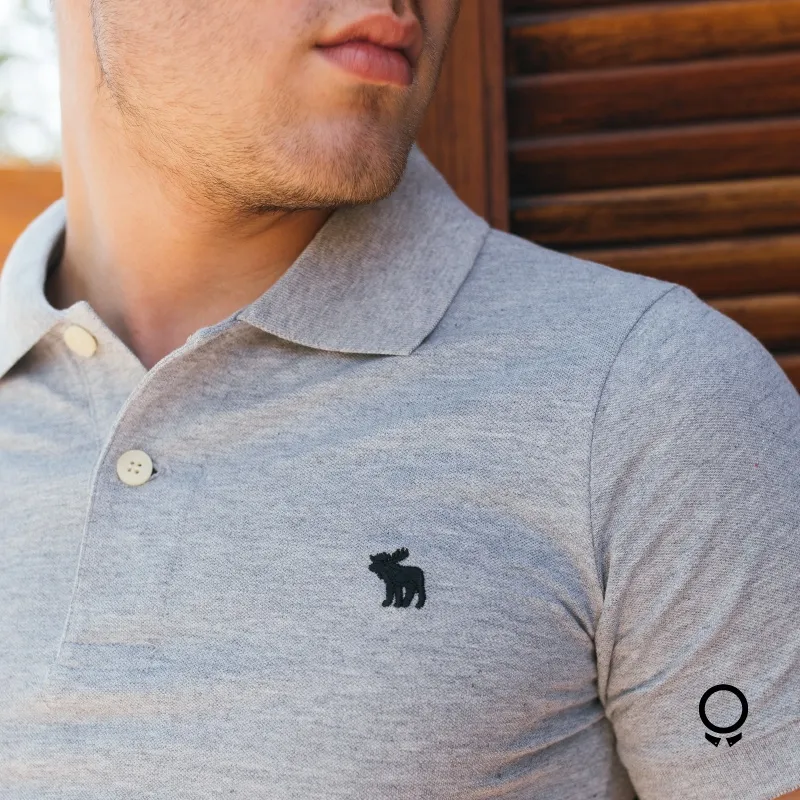 REMERA ABERCROMBIE CUELLO POLO GRIS