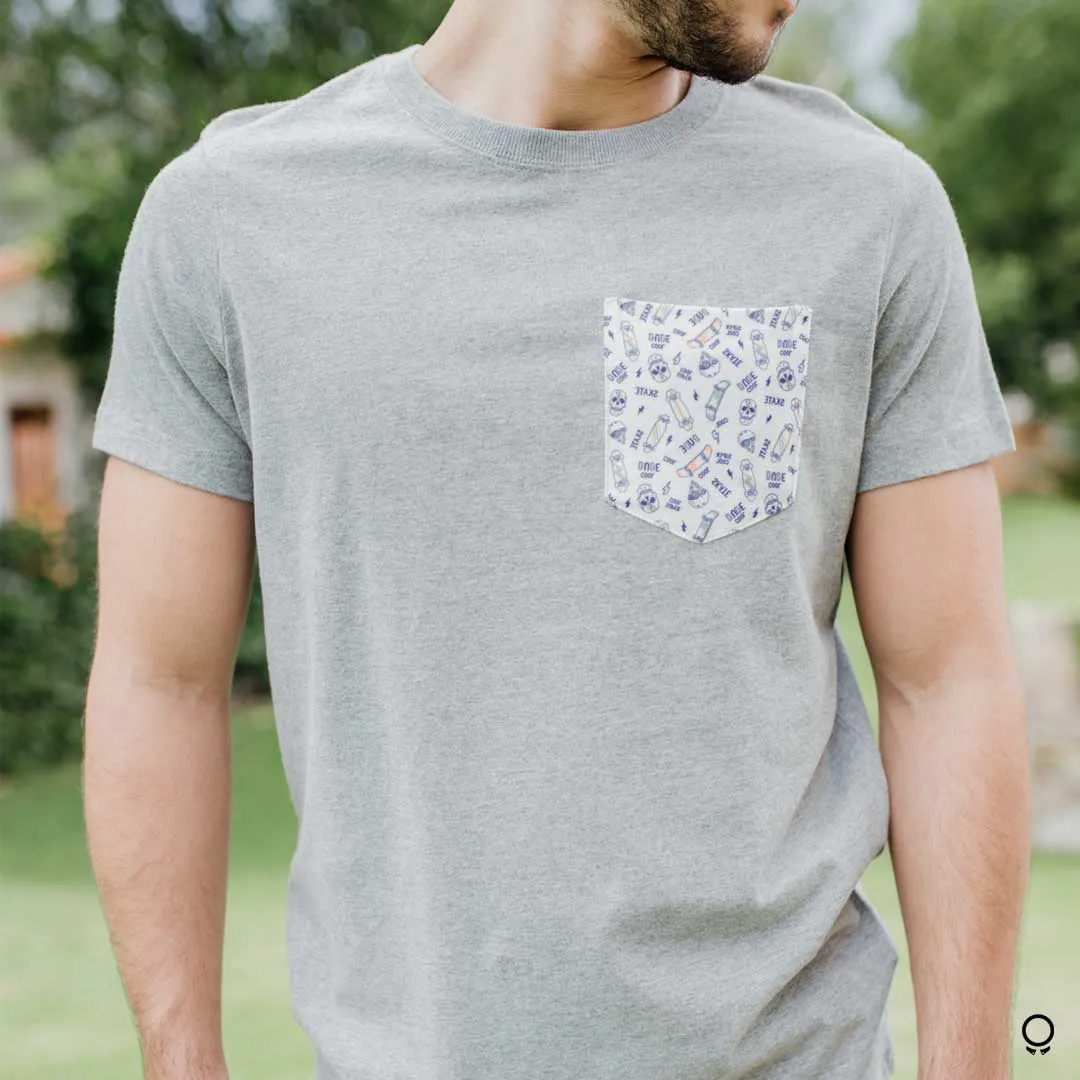 REMERA ABERCROMBIE GRIS CON BOLSILLO SKATE
