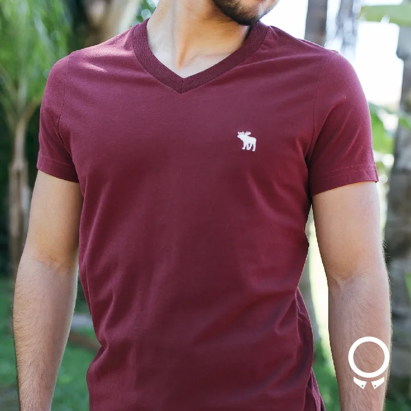 REMERA ABERCROMBIE MANGAS CORTAS CUELLO V BORDO