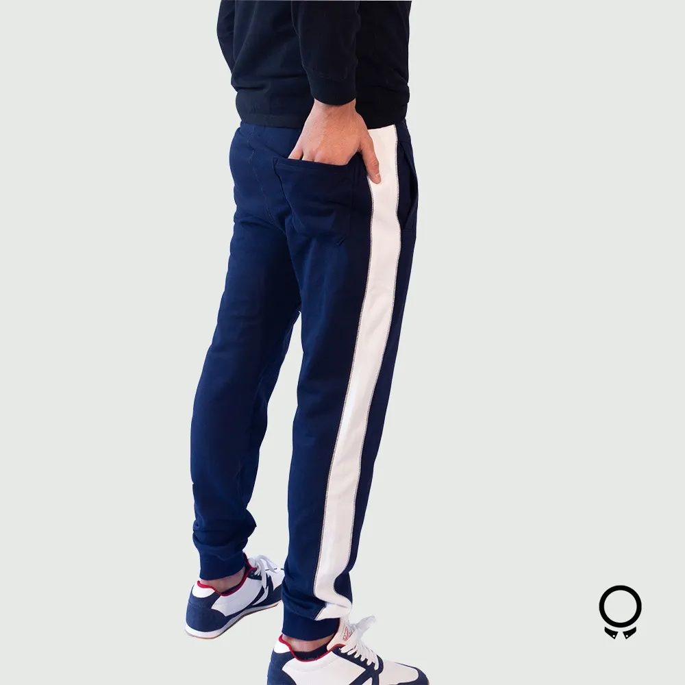 JOGGER DEPORTIVO ABERCROMBIE AZUL MARINO CON BLANCO