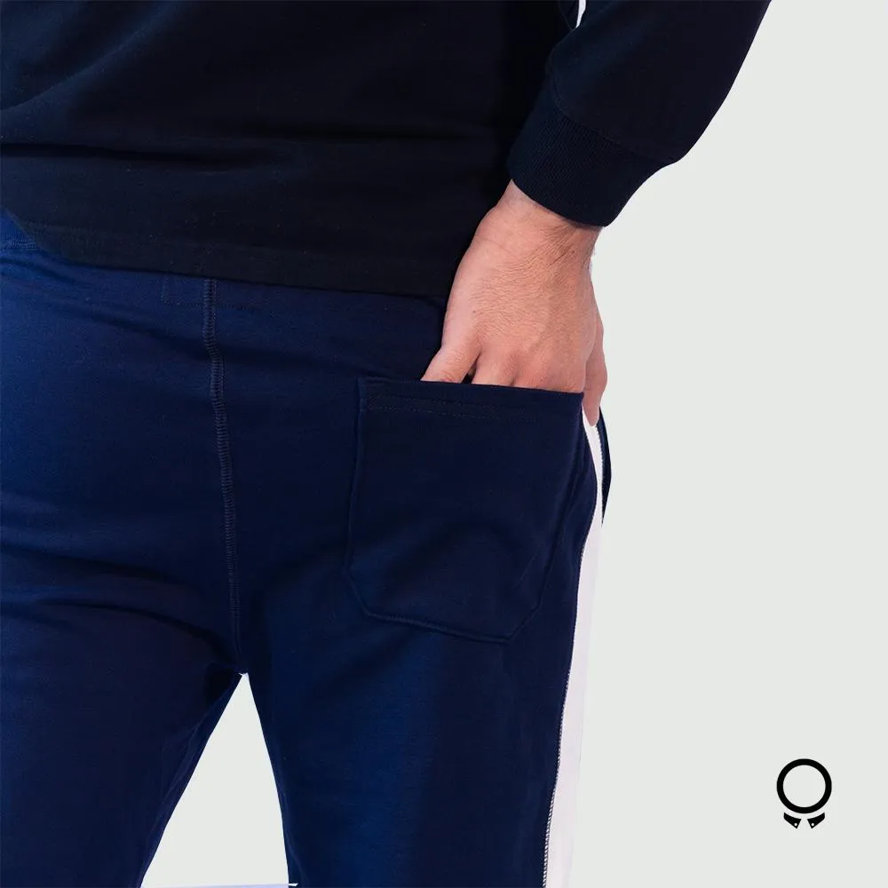JOGGER DEPORTIVO ABERCROMBIE AZUL MARINO CON BLANCO