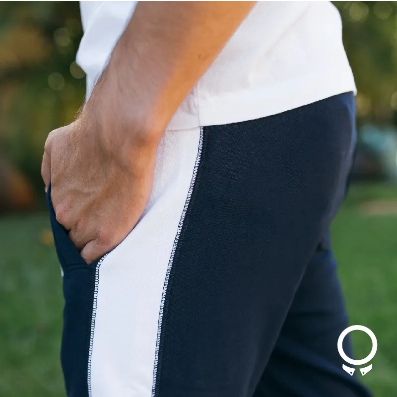 JOGGER DEPORTIVO ABERCROMBIE AZUL MARINO CON BLANCO