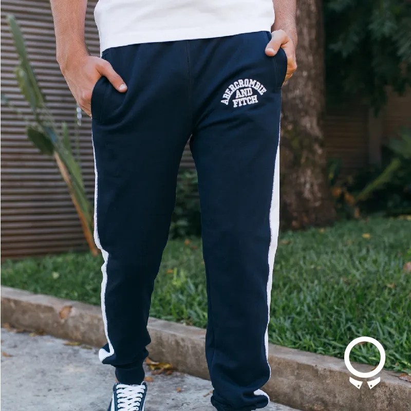 JOGGER DEPORTIVO ABERCROMBIE AZUL MARINO CON BLANCO
