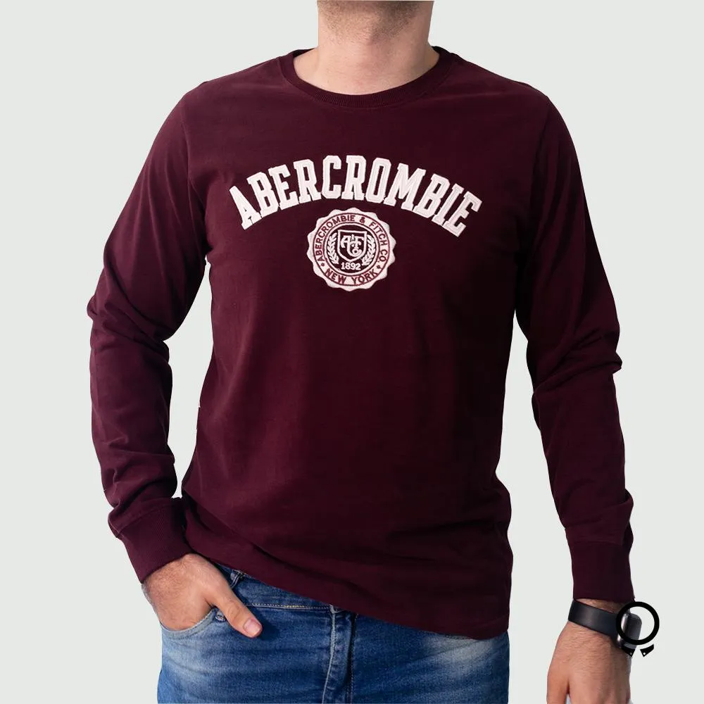 REMERA ABERCROMBIE MANGAS LARGAS LOGO AF GRANDE BORDO