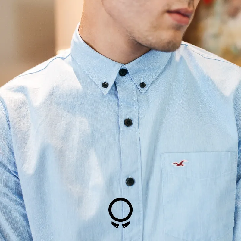 CAMISA HOLLISTER MANGAS LARGAS CELESTE