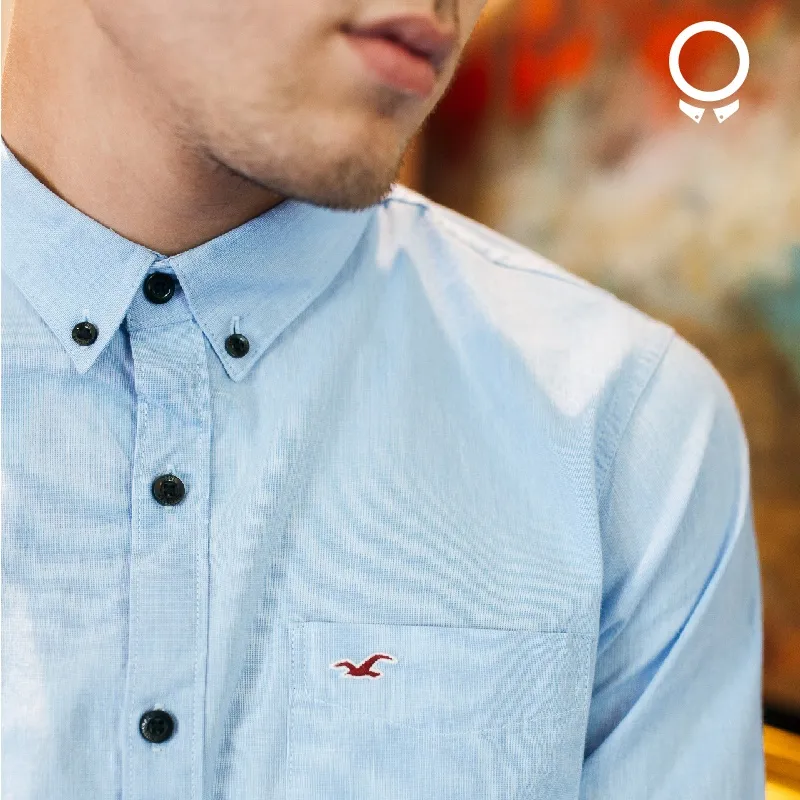 CAMISA HOLLISTER MANGAS LARGAS CELESTE