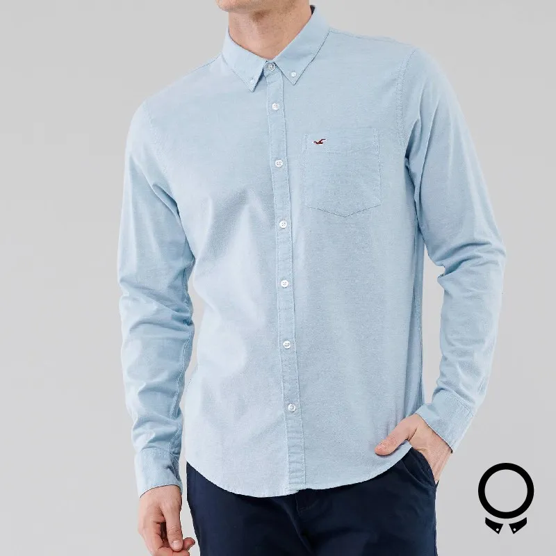 CAMISA HOLLISTER MANGAS LARGAS CELESTE