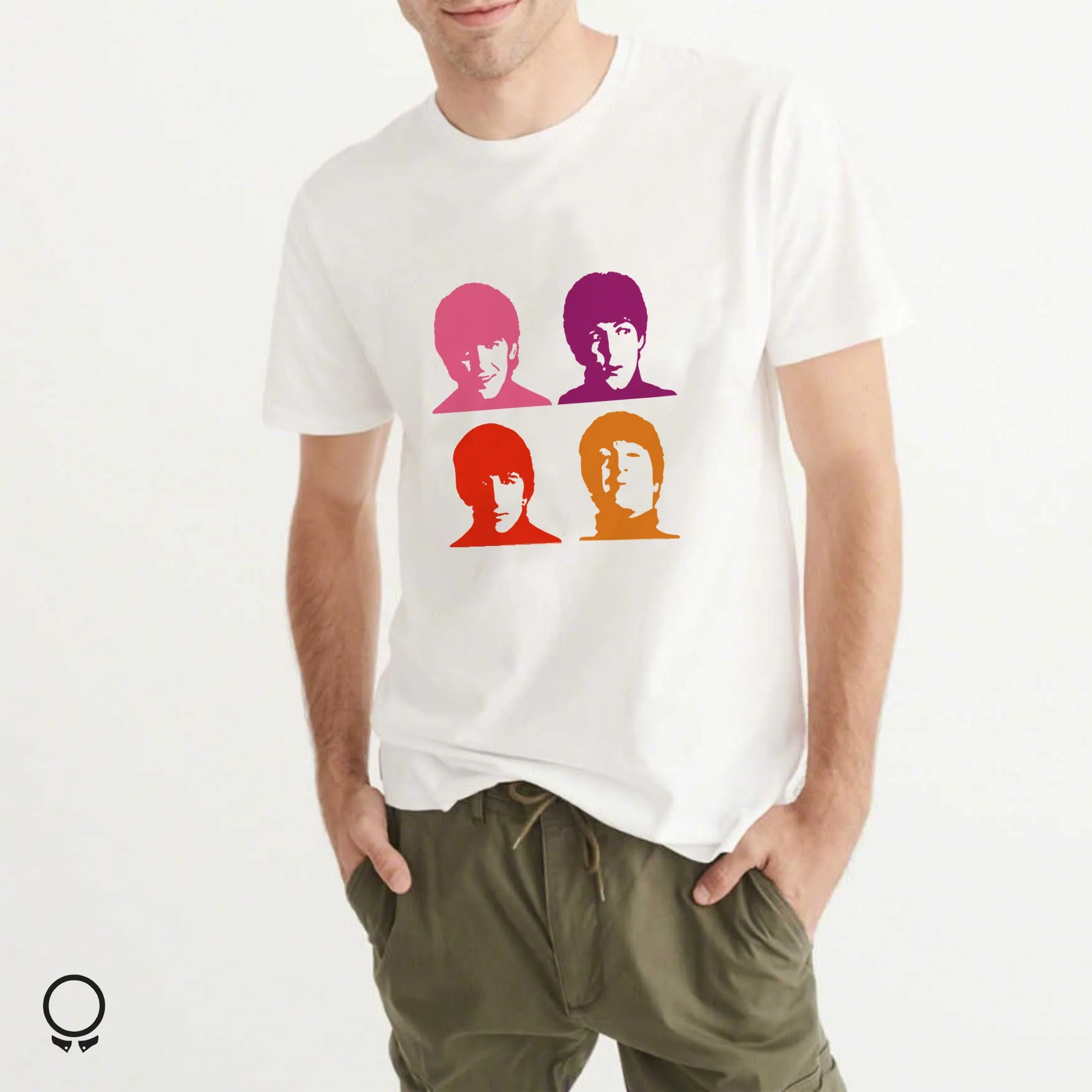 REMERA ABERCROMBIE BLANCA THE BEATLES COLORS