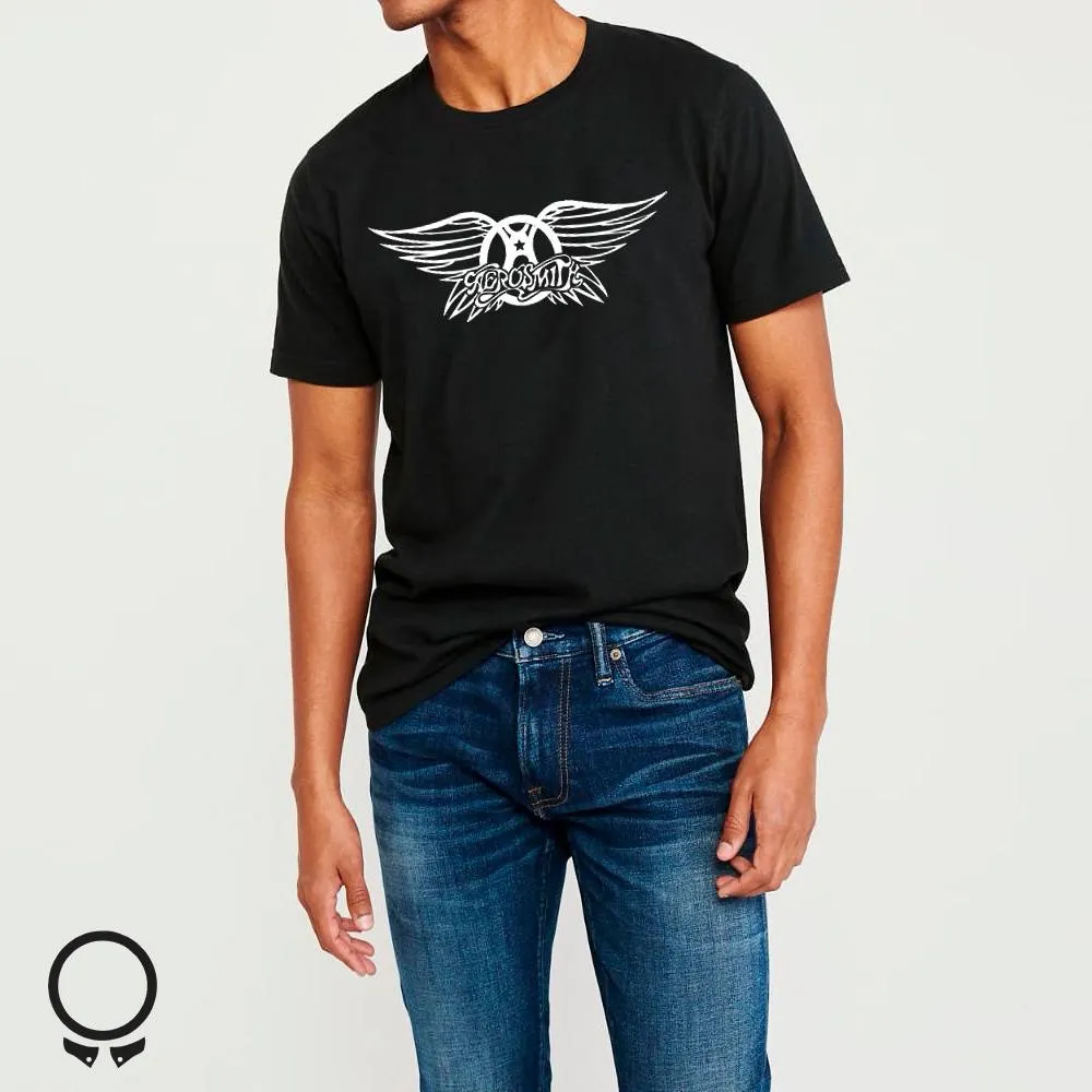 REMERA ABERCROMBIE NEGRA ESTAMPA AEROSMITH
