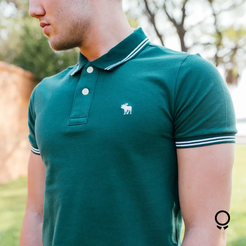 REMERA ABERCROMBIE CUELLO POLO VERDE OLIVA