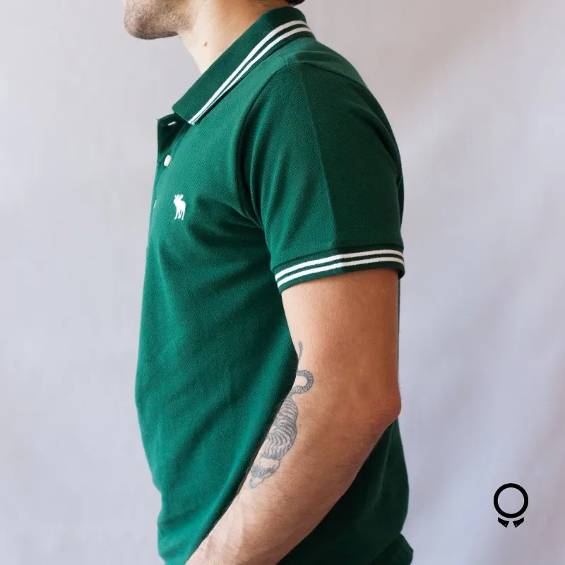 REMERA ABERCROMBIE CUELLO POLO VERDE OLIVA