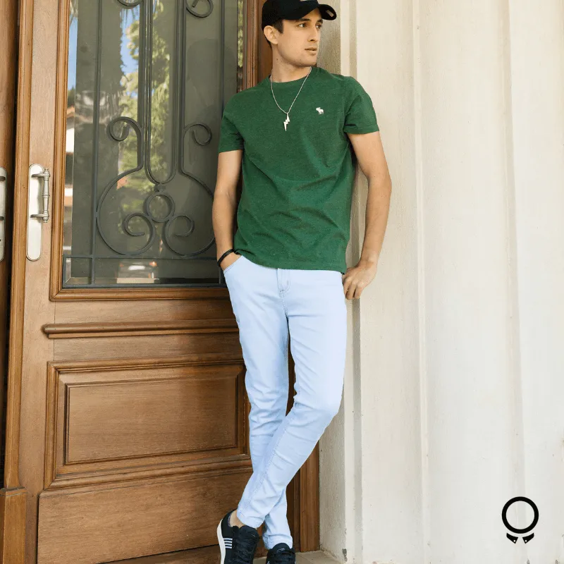 REMERA ABERCROMBIE CUELLO REDONDO VERDE LOGO BLANCO