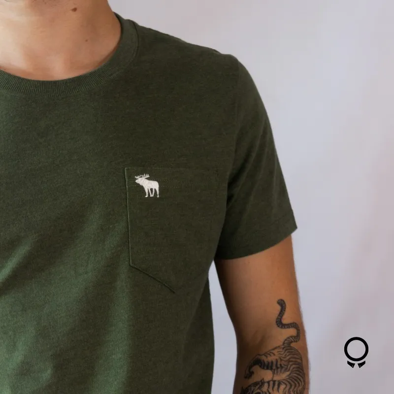 REMERA ABERCROMBIE CUELLO REDONDO CON BOLSILLO VERDE