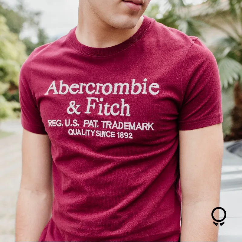 REMERA ABERCROMBIE MANGAS CORTAS LOGO FITCH BORDO