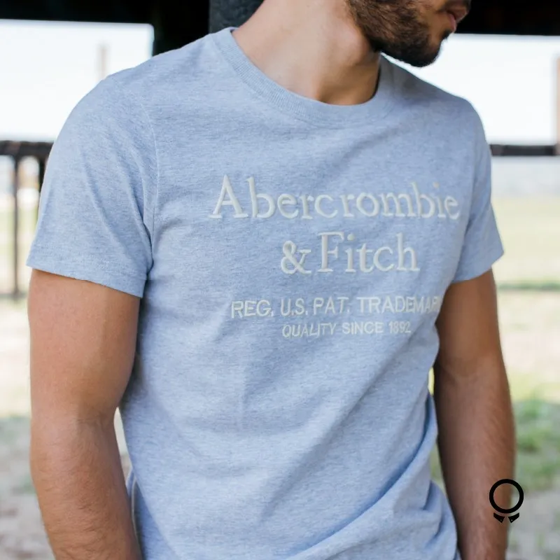 REMERA ABERCROMBIE BLANCA  ESTAMPA GRIS