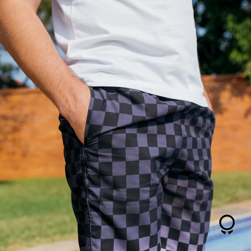 SHORT DE BAÑO ABERCROMBIE NEGRO A CUADROS