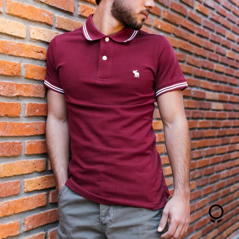REMERA ABERCROMBIE CUELLO POLO BORDO DETALLE EN LA MANGA