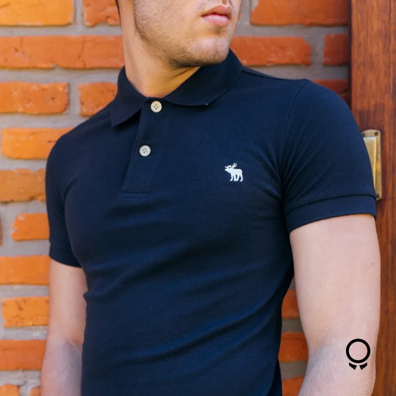 REMERA ABERCROMBIE CUELLO POLO AZUL MARINO