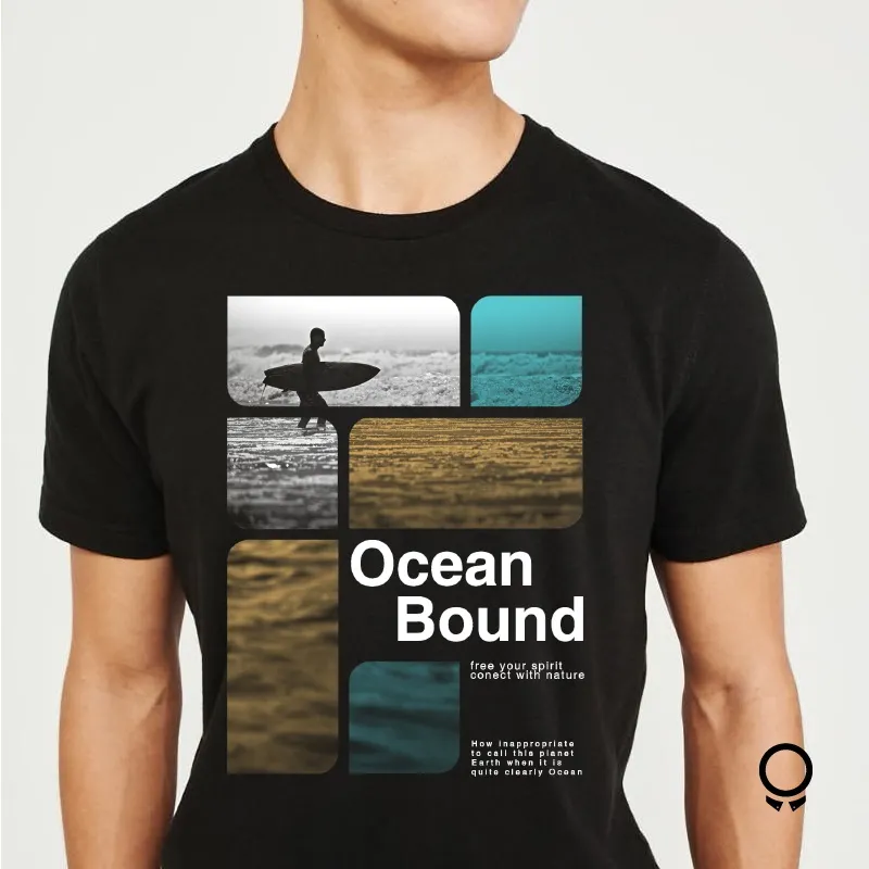 REMERA ABERCROMBIE NEGRA ESTAMPA OCEAN BOUND