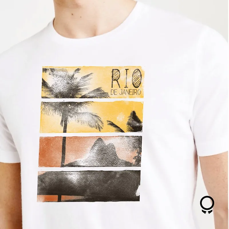 REMERA ABERCROMBIE BLANCA ESTAMPA RIO DE JANEIRO