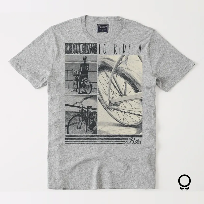 REMERA ABERCROMBIE GRIS ESTAMP GOOD DAY TO RIDE A