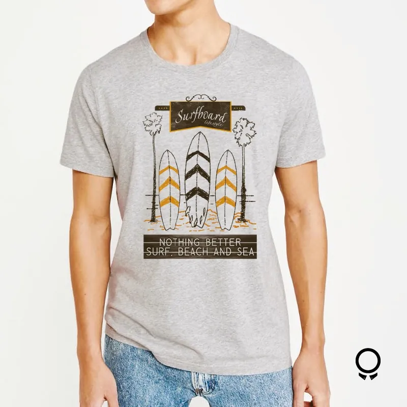 REMERA ABERCROMBIE GRIS ESTAMPA SURF BOARD